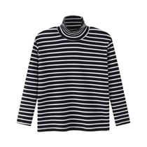 Camisa Base Infantil Listrada De Gola Alta E Manga Longa Para Outono E Inverno, Top Casual Esportivo