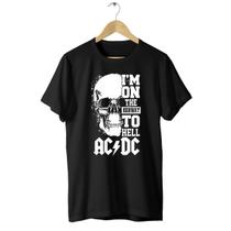 Camisa Básica Acdc Caveira Banda Logo Rock Metal Show Fã - Asulb
