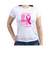 Camisa Básica Branca Personalizada Outubro Rosa Tecido 100% Poliéster
