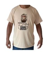 Camisa Básica Caqui Religiosa Estampa Sou Filho do Rei Tecido 100% Poliéster