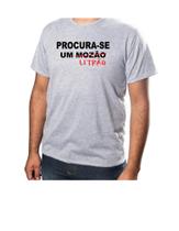Camisa Básica Cinza Estampa Procura-se Um Mozão Litrão Tecido 100% Poliéster