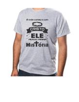 Camisa Básica Cinza Unissex A Vida Começa Com Cristo Ele Mudou Minha História Tecido Poliéster Camisa Básica Cinza Unissex A Vida Começa Com Cristo Ele Mudou Minha História Tecido Poliéster