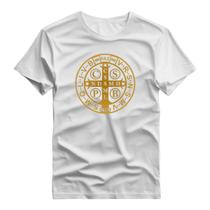 Camisa Básica Estampada Camiseta Maga Curta Blusa Algodão São Bento Católico Religioso