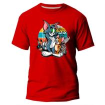 Camisa Básica Estampada Camiseta Maga Curta Blusa Algodão Tom Jerry