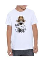 Camisa Básica Infantil Religiosa Leão Sou Filho do Rei Tecido 100% Poliéster