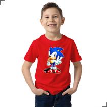 Camisa Básica Infantil Sonic Gamer Hedgehog Kids Jogos Retro