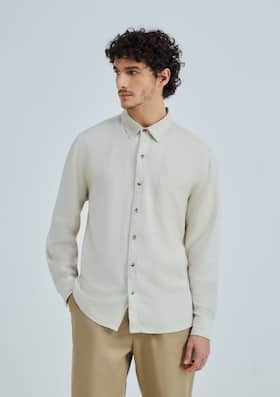 Camisa Básica Masculina Manga Longa Slim Em Linho - Hering