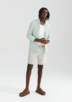 Camisa Básica Masculina Manga Longa Slim Em Linho