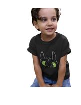 Camisa Básica Preta Infantil Desenho Dragão Banguela Tecido 100% Poliéster