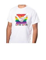 Camisa Básica Unissex LGBT Personalizada Estampa Love is Love Tecido 100% PolIéster