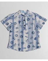 Camisa Bata Clássica Tecido Misto Padronagem Listrado Oliver
