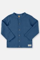 Camisa bata infantil em tecido azul