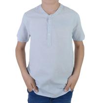 Camisa Bata Juvenil Masculina KingJoe MC Azul Claro BT0930