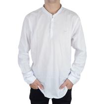 Camisa Bata Masculina Ogochi ML Gola Padre Branca - 00152018 Camisa Bata Masculina Ogochi ML Gola Padre Branca - 00152018
