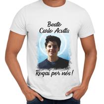 Camisa Beato Carlo Acutis Rogai Por Nós! Igreja