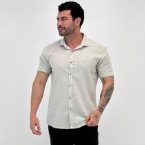 Camisa BGT Listrada Slim Manga Curta Masculina Camisa BGT Listrada Slim Manga Curta Masculina