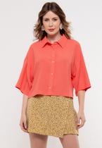 Camisa Bisô Cropped Coral