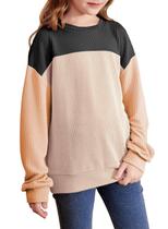 Camisa blibean Teen Girls Puff de manga comprida listrada tamanho 8-9Y