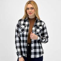 Camisa Blue Rose Xadrez Manga Longa em Flanela Feminina