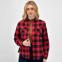 Camisa Blue Rose Xadrez Manga Longa em Flanela Feminina