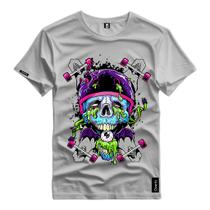 Camisa Blusa Estampada Caveira Cores Skate Camiseta Personalizada Linha Premium 100% Algodão