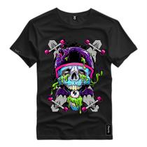 Camisa Blusa Estampada Caveira Cores Skate Camiseta Personalizada Linha Premium 100% Algodão