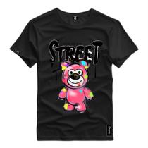 Camisa Blusa Estampada Urso Street Rosa Style Top Camiseta Premium 100% Algodao