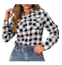 Camisa blusa xadrez feminina manga longa barata