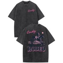 Camisa Bobeutou Western Rodeo Cowboy Vintage Masculina preta 3XL Camisa Bobeutou Western Rodeo Cowboy Vintage Masculina preta 3XL