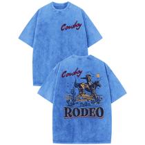 Camisa Bobeutou Western Rodeo Cowboy Vintage para homens azul claro Camisa Bobeutou Western Rodeo Cowboy Vintage para homens azul claro