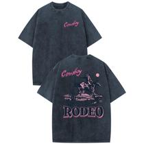 Camisa Bobeutou Western Rodeo Cowboy Vintage para homens azul jeans Camisa Bobeutou Western Rodeo Cowboy Vintage para homens azul jeans
