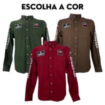 Camisa Bordada Country Masculina Os Vaqueiros Competição Cowboy Verde Vermelho Marrom