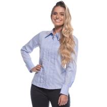 Camisa Botão Feminina Slim com Elastano Pregueada