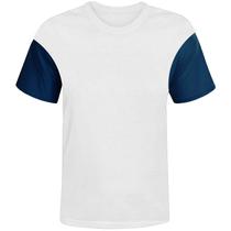 Camisa branca com manga azul royal 100% poliester - G