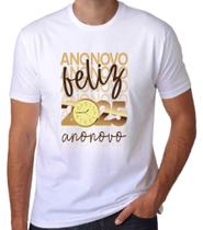 Camisa Branca De Ano Novo Feliz 2025 Relógio Festas Revion Reveillon