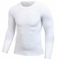 Camisa Branca Gola Baixa Careca Premium Masculino com Manga Longa Proteção Solar