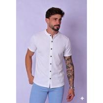 Camisa Branca Gola Padre Masculina Visual Refinado