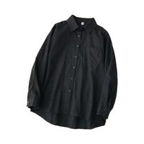Camisa Branca Oversized De Manga Longa Para Mulheres, Estilo Preppy Com Bolso, Blusa Solta Estilo Camisa Branca Oversized De Manga Longa Para Mulheres, Estilo Preppy Com Bolso, Blusa Solta Estilo