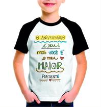 Camisa Branca Personalizada Infantil Aniversariante Presente