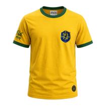 Camisa Brasil Athleta Retrô 1970 Pelé Algodão Amarelo - Masculino Tamanho:GGCor:Amarelo