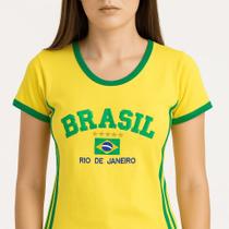 Camisa Brasil BabyLock Listras Laterais Longa y2k