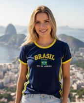 Camisa Brasil BabyLock Listras Laterais Longa y2k