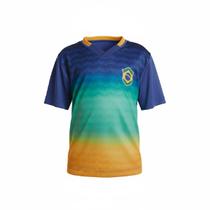 Camisa Brasil Casual Samba - Infantil Tamanho:12Cor:Azul Camisa Brasil Casual Samba - Infantil Tamanho:12Cor:Azul