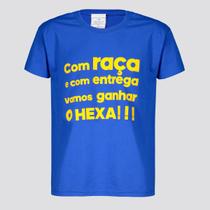 Camisa Brasil com Raça Infantil Azul
