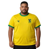 Camisa Brasil Diadora Plus Size Campione Amarelo - Masculino Tamanho:G2Cor:Amarelo Camisa Brasil Diadora Plus Size Campione Amarelo - Masculino Tamanho:G2Cor:Amarelo
