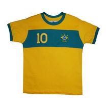 Camisa Brasil Faixa Liga Retrô Infantil Amarela 12