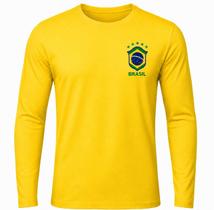 Camisa Brasil Manga Longa Copa do Mundo Bandeira cor:AmareloTamanho:G3