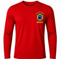 Camisa Brasil Manga Longa Copa do Mundo Bandeira cor:VermelhoTamanho:G2