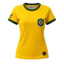Camisa Brasil Pelé Retrô 1970 Athleta Algodão Amarelo - Feminino Tamanho:GGCor:Amarelo