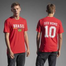 Camisa Brasil Personalizada Com Nome + Numero Algodao Copa Hexa Selecao Brasileira Urbana Praia
